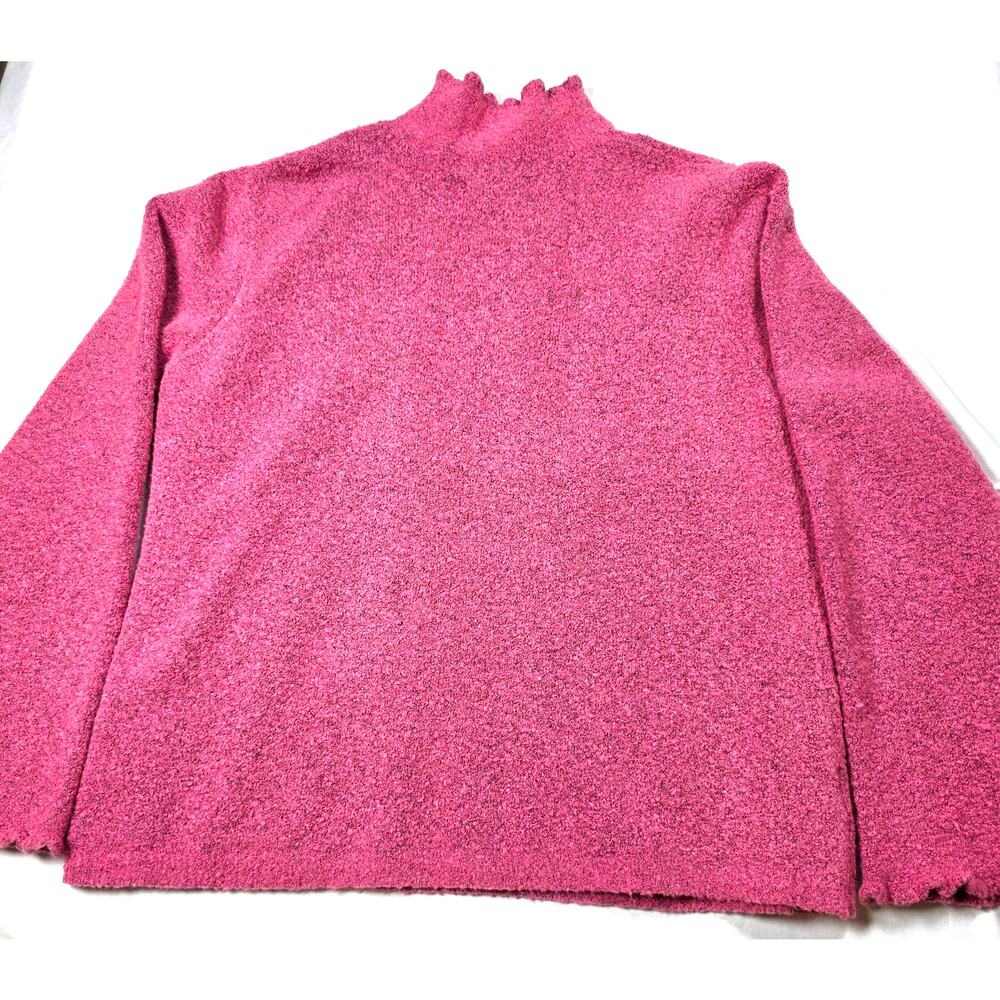 Vintage Sigrid Olsen Sport Mock Neck Pullover Pink Heathered Sweater Size L